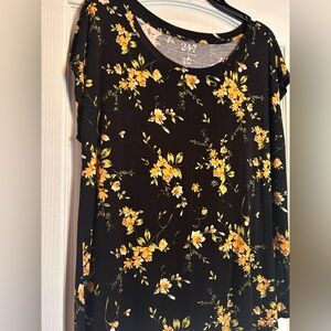Elegant Floral Black and Yellow Women's Top